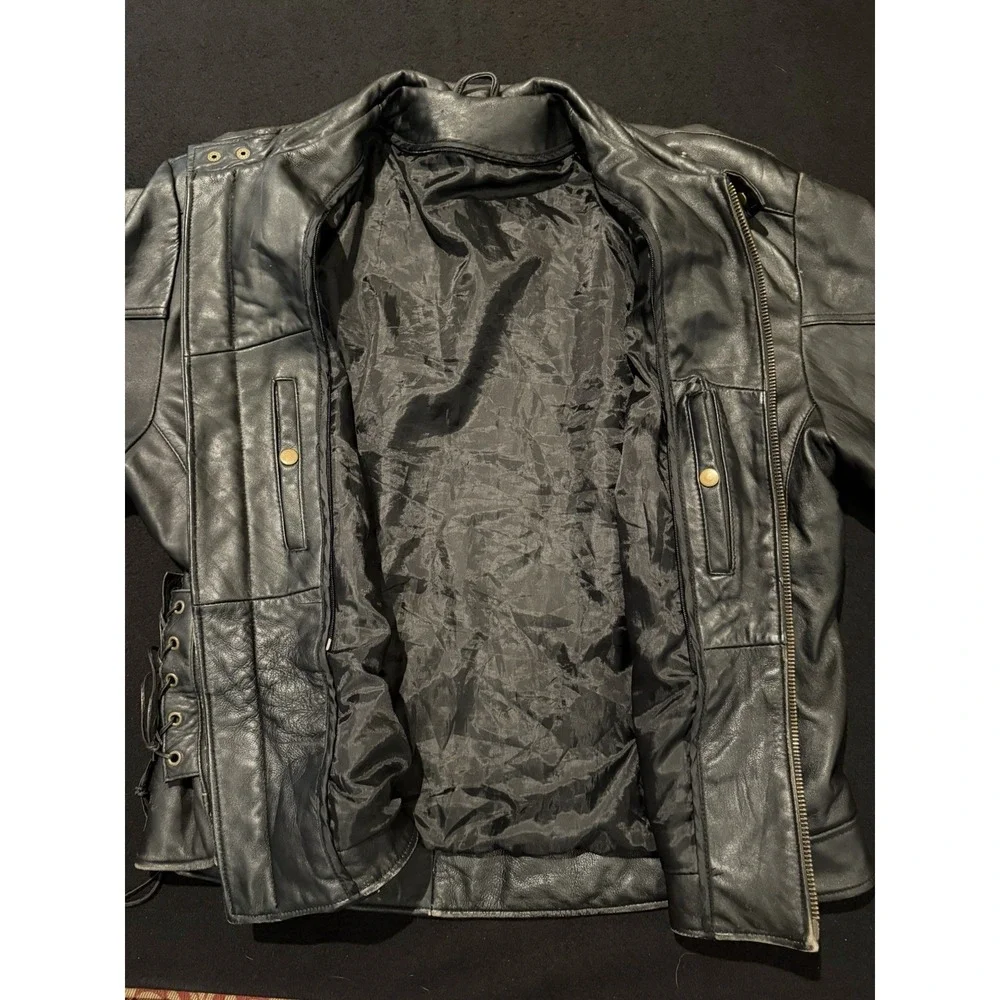 Budweiser Vintage Black Leather Embroidered Jacket Mens XL
